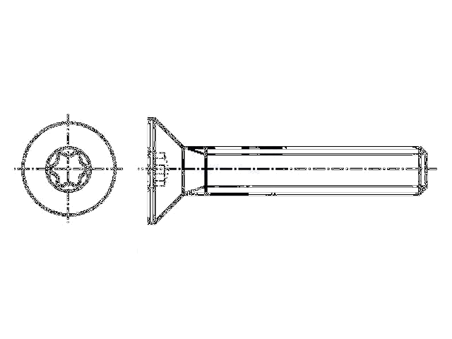 Schroef; M2,5x20; Kop: verzonken; Torx®; TX08; ISO 14581 Schroef; M2,5x20; Kop: verzonken; Torx®; TX08; ISO 14581